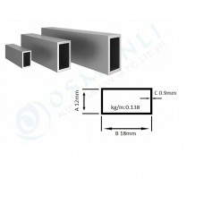 Alüminyum Kutu Profil 12mm  18mm Et Kalınlık 0.9mm